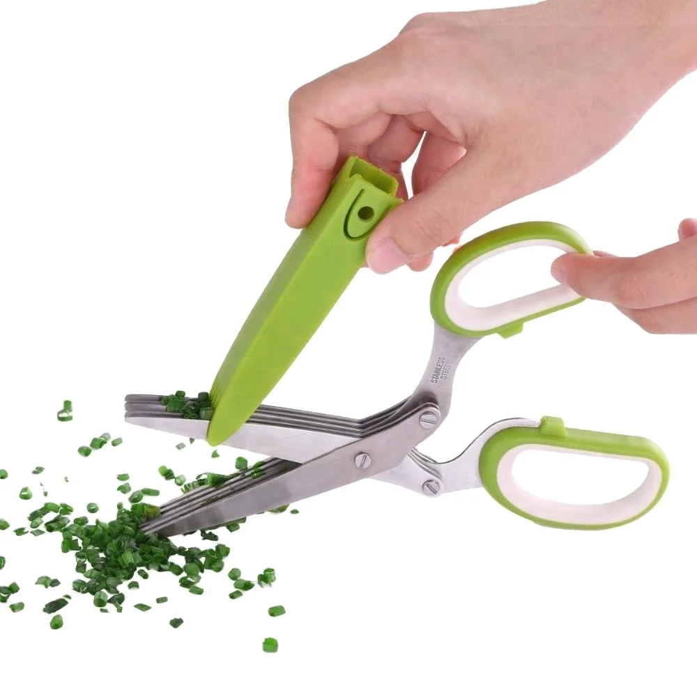 Herb Scissors Set - Kitchen Herb Shears Cutter with 5 Blades And Cover,  Sharp Dishwasher Safe Kitchen Gadget For Cutting Shredded Lettuce, Green  Onion