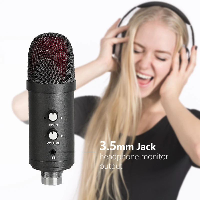 YARMEE USB Microphone with Mute Button Microfone Condenser Podcast Studio Mic for PC