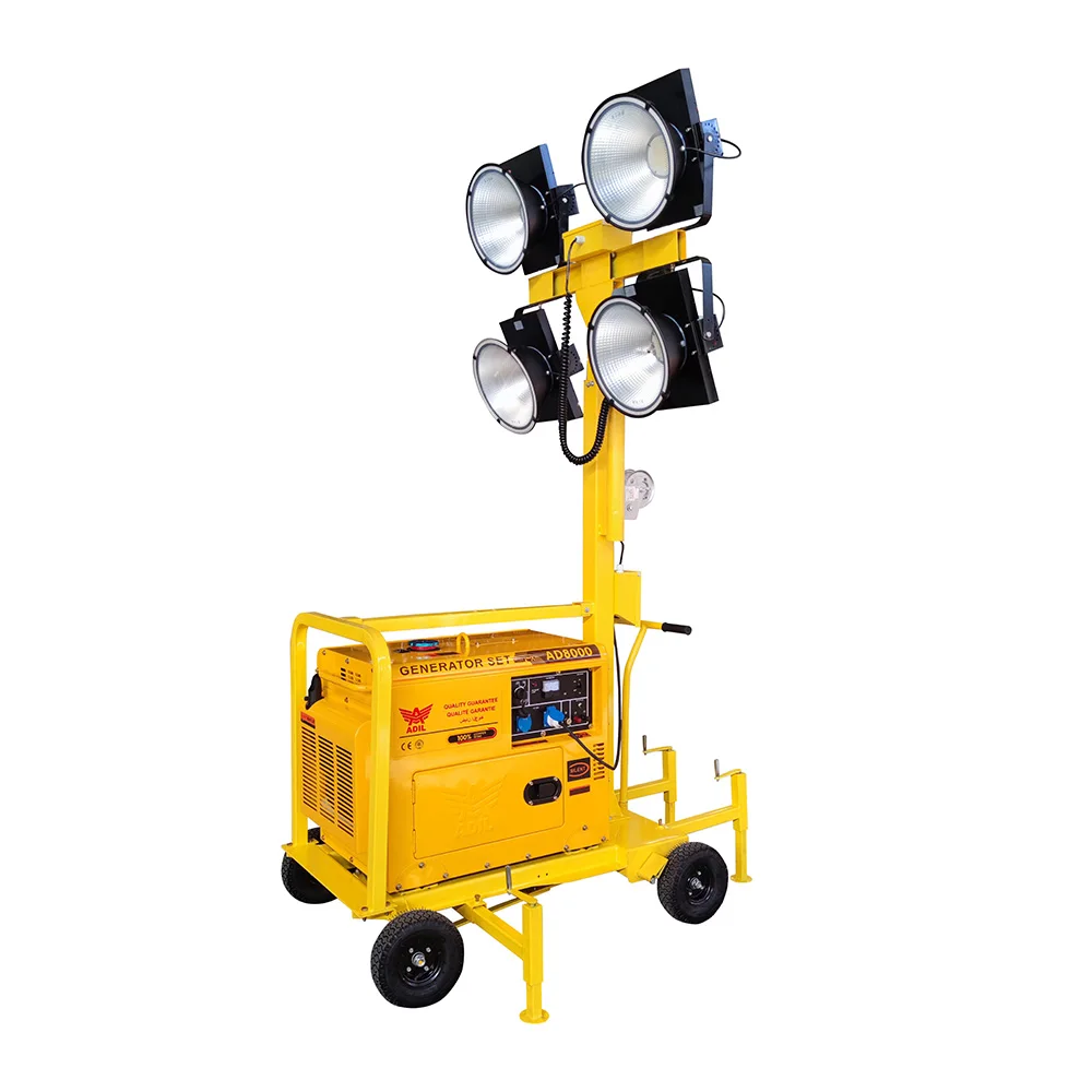 Trailer Mobile Light Tower - 5kw Generator with 4x500w Halogen Lamps