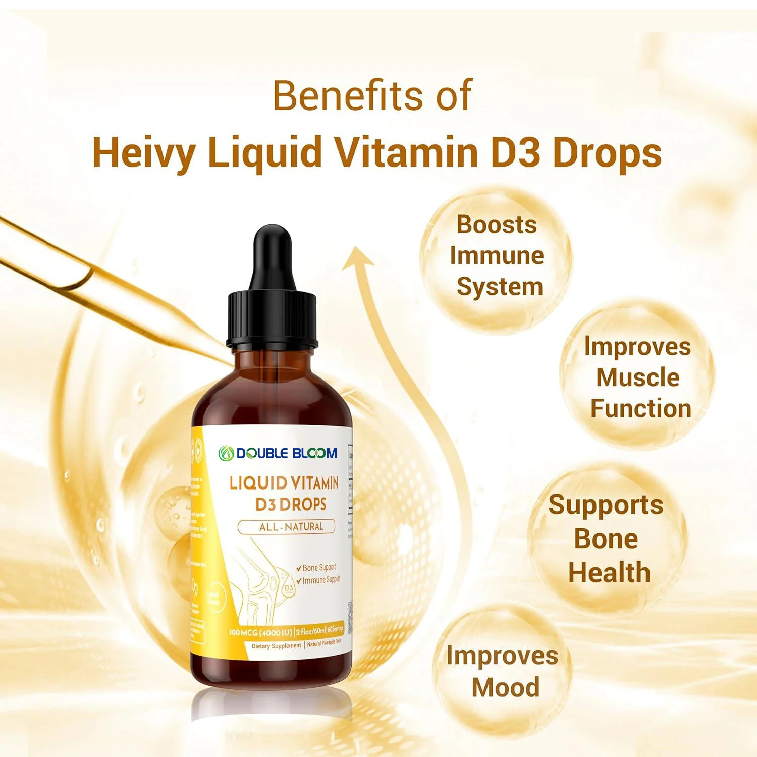 Liquid Vitamin D3 Drops Bone And Immune Support Natural Made ...