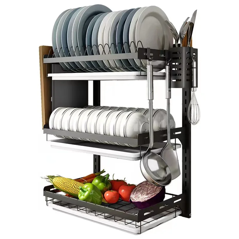 Cuenco montado en la pared para cocina, estante para platos sobre el fregadero, estantes para platos, fregadero colgante, accesorios de cocina, soportes y estantes de almacenamiento para el hogar