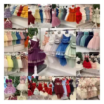 Wholesale Sequin Bow Baby Girl Princess Party Dress Tuxedo Tuxedo Children's Clothing Suit Dress Summer Short Sleeve dress