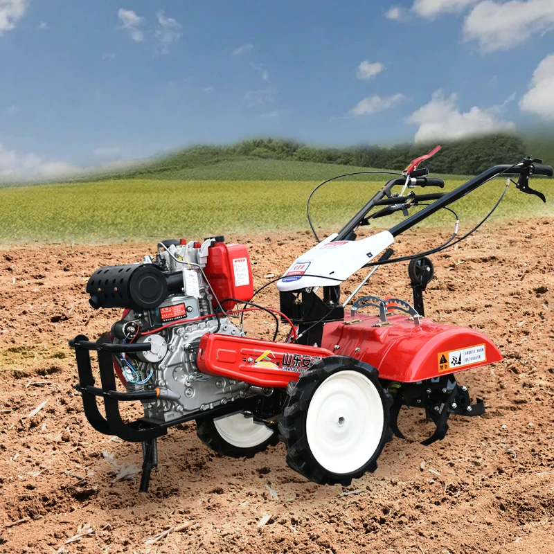 Hand Tractors for Agriculture Mini Power Tiller Trailer Hand Held Walking Tractor Mini Hand Tractor