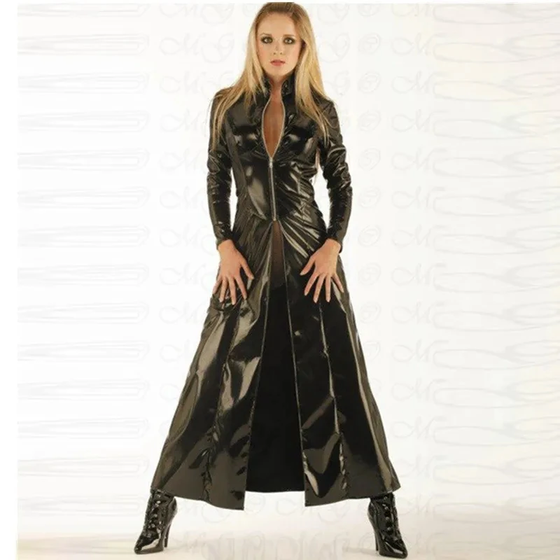 Shop Our Women's Sexy Black Leather Coat - Fetish Lingerie
