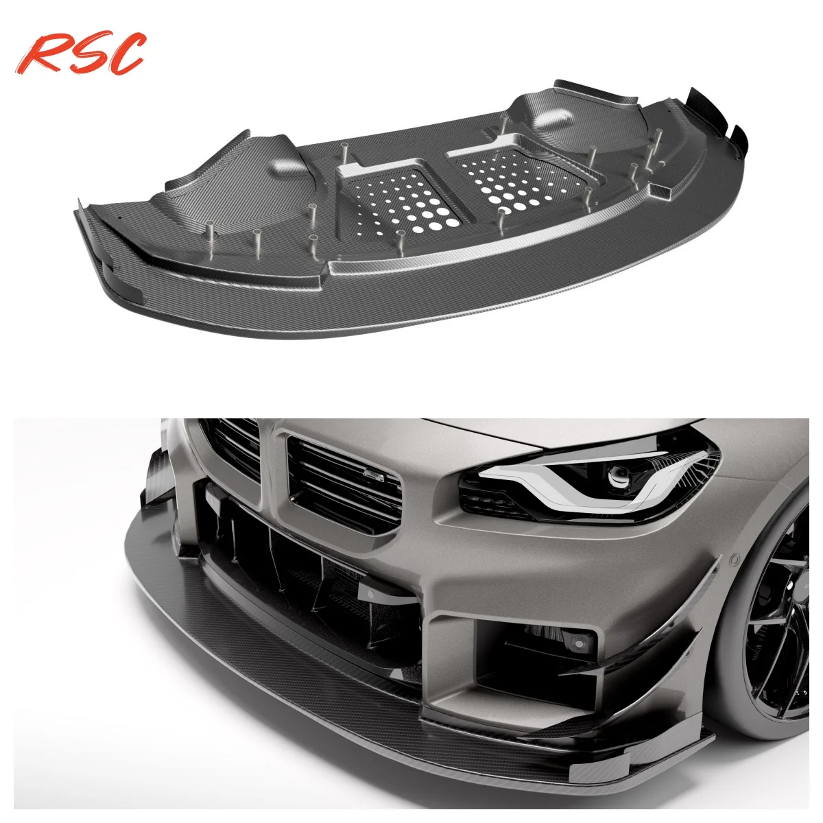 Vulcan Alpha Style Dry Carbon Fiber Front Splitter For G87 M2 Splitter With Chasi High Downforce