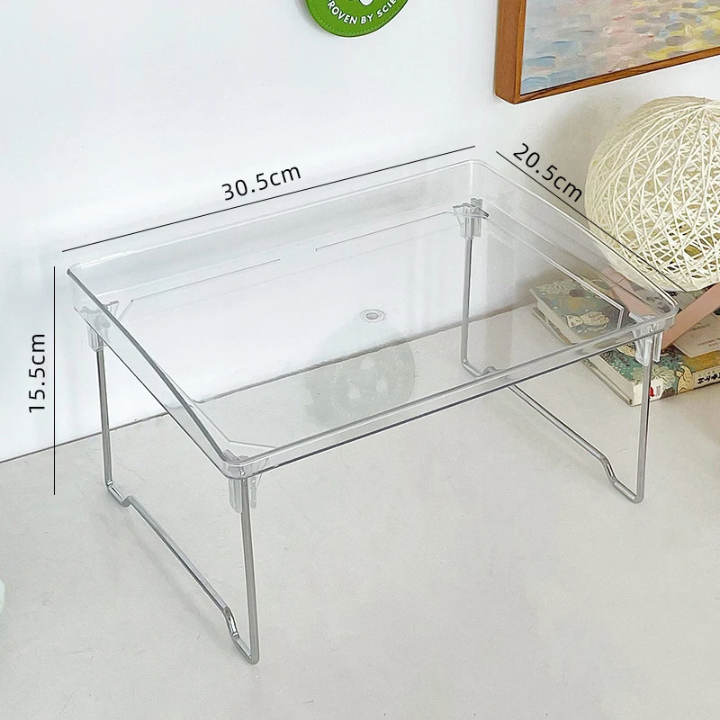 Nordic Acrylic Transparent Foldable Storage Shelf Room Book Jewelry Bathroom Shelf Kitchen Cup Table Organizer Shelf factory