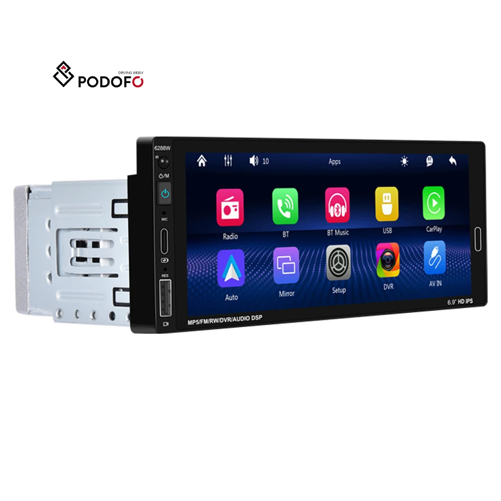 Podofo6.86インチ1DinカーMP5プレーヤータッチスクリーンCarplay
