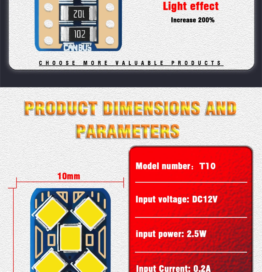 TECH-KING LED Side Light Car T10 W5w 194 168 2835 10smd Bulb Canbus Width Indicator Bulb Rear Box Light License Plate Light