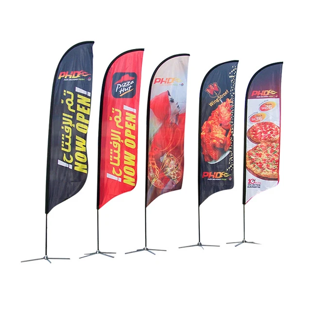 Outdoor flag custom print outdoor event advertising bali flutter swooper bow sail beach flying feather flag banner