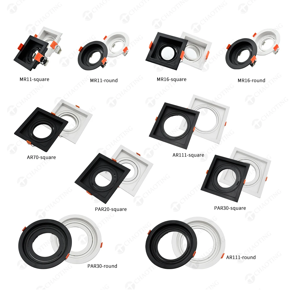 ABS Plastic Recessed Downlight Housing Halogen Spotlight MR11 MR16 PAR30 AR111 Lamp Holder LED Module Down Light Fixture Fitting