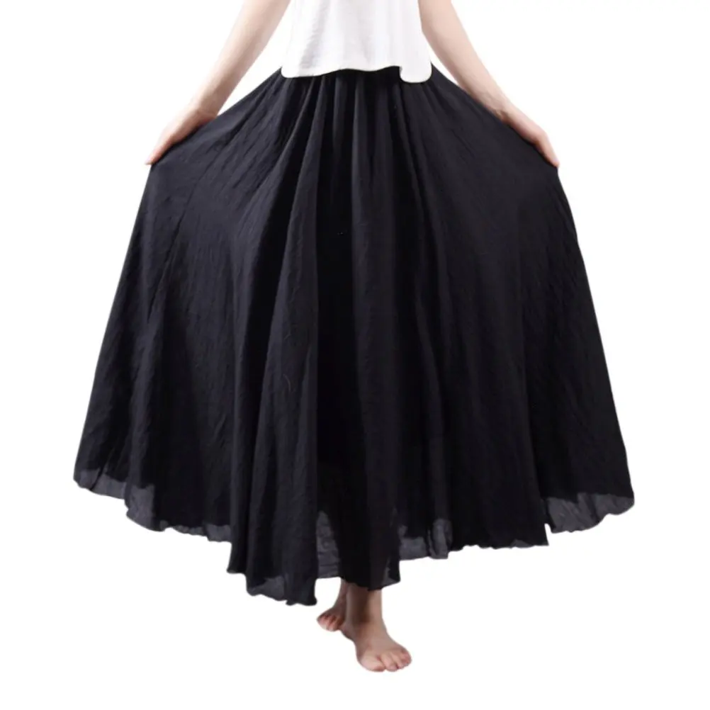 Spring Autumn Bohemian Cotton Linen Blank Double Layers Elastic Waistband  Solid Color Women Long Skirt - Buy Double Layer Women Mixi Skirt,Elastic  Waistband Long Mixi Skirts For Women,Autumn Women Long Skirt Product