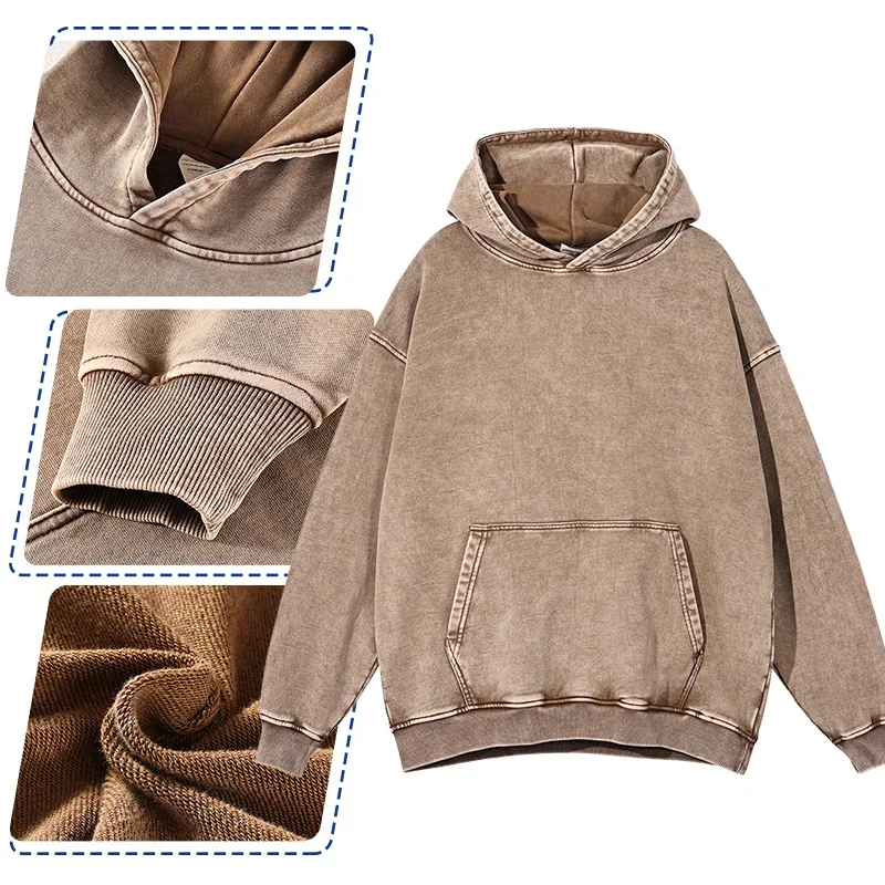 Shop Our OEM 420g Terry Vintage Washed Dark Grey Hoodies
