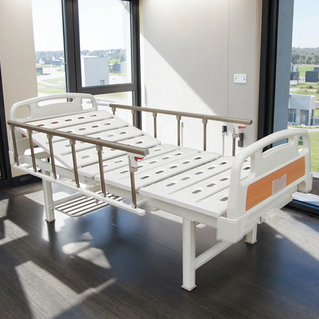 Adjustable Modern Hospital Bed with Aluminum Rails Hand Crank Infusion Foldable Patient Care Equipment 2