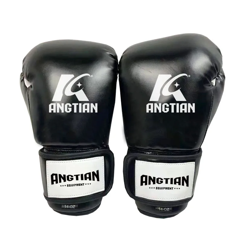 Angtian поставщик, хорошая цена, ПУ кожа, Пользовательский логотип, спарринговые классические перчатки для кикбоксинга, перчатки для бокса