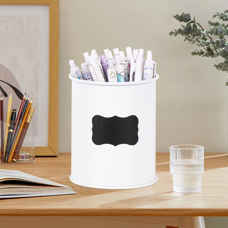 DIY Creative Cookies Storage Tank Write the Name You Like Metal Storage Canister With Bamboo Lid White Storage Container