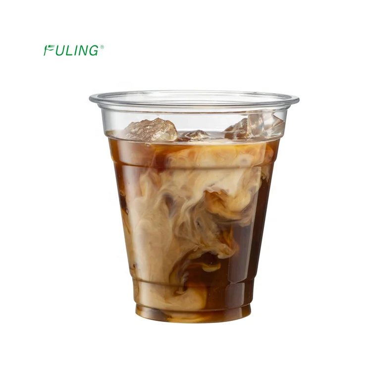 
 Экологичные одноразовые стеклянные чашки для смешивания льда, пластиковая печать на заказ, ПЭТ, 12 унций, прозрачная кофейная пластиковая чашка 12 унций  