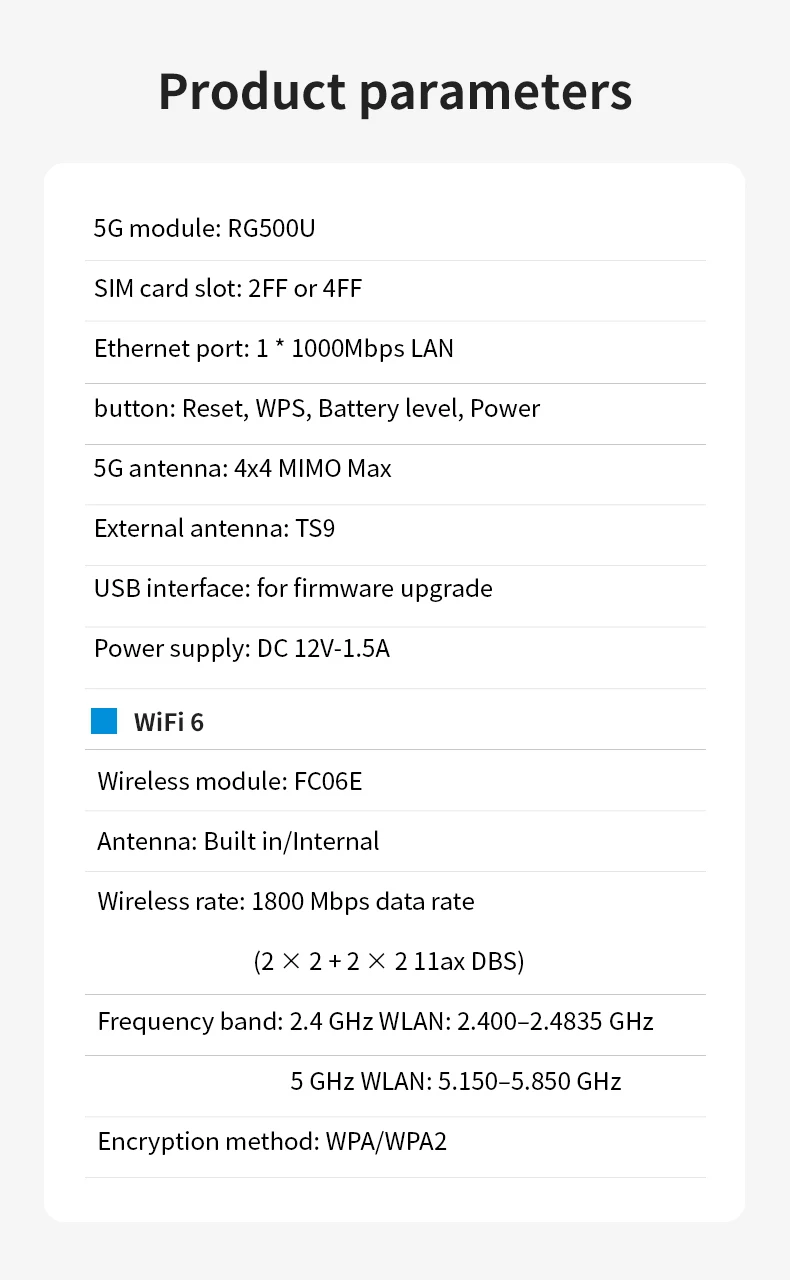 5g CPE Hotspot Routers Wifi 6 Router - Gigabyte Dual Band