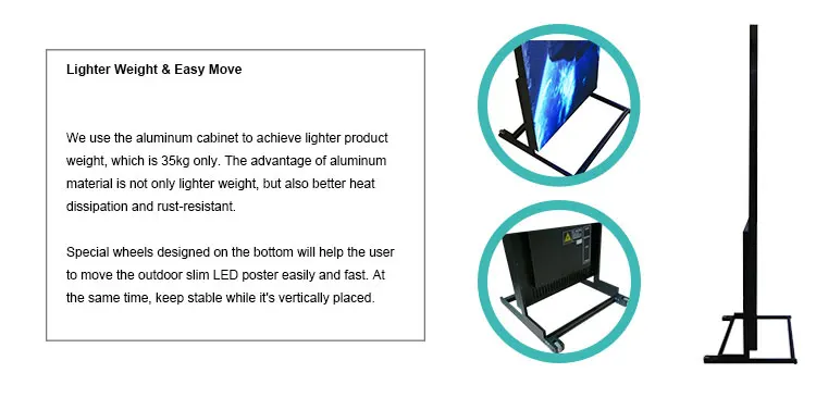 P2 P2.5 P3mm Indoor Outdoor Advertising Full Color Flexible Installation Billboard Floor Standing LED Poster Screen for