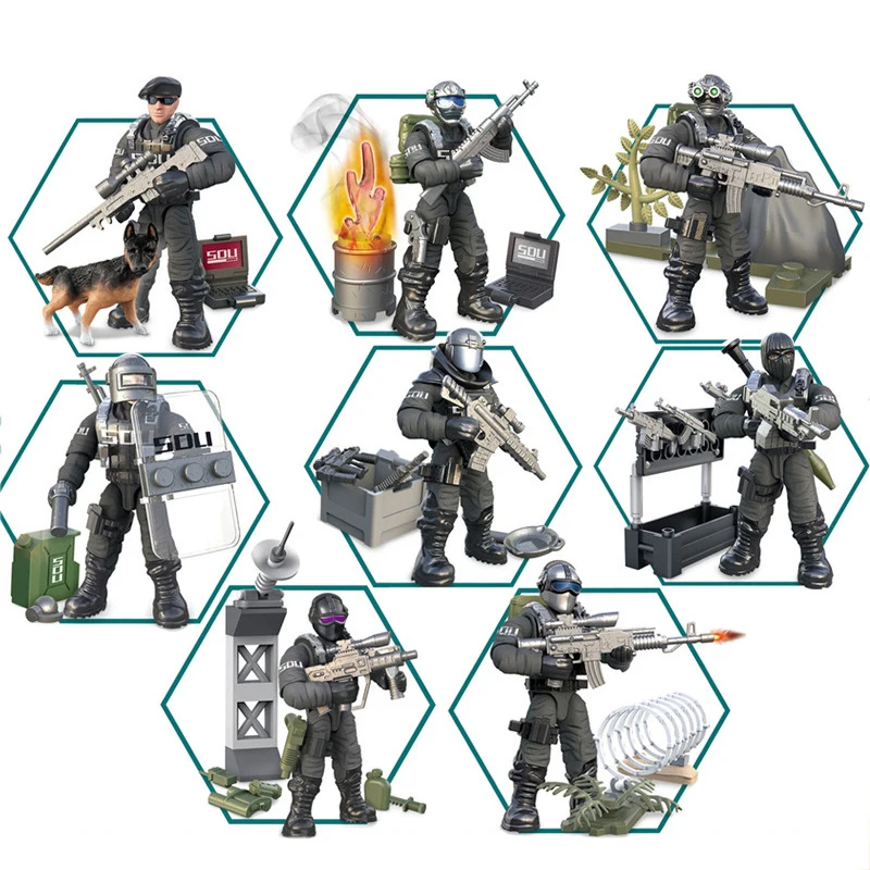 新入荷 8ピース PVCプラスチック兵士のアクションフィギュア組み立て玩具