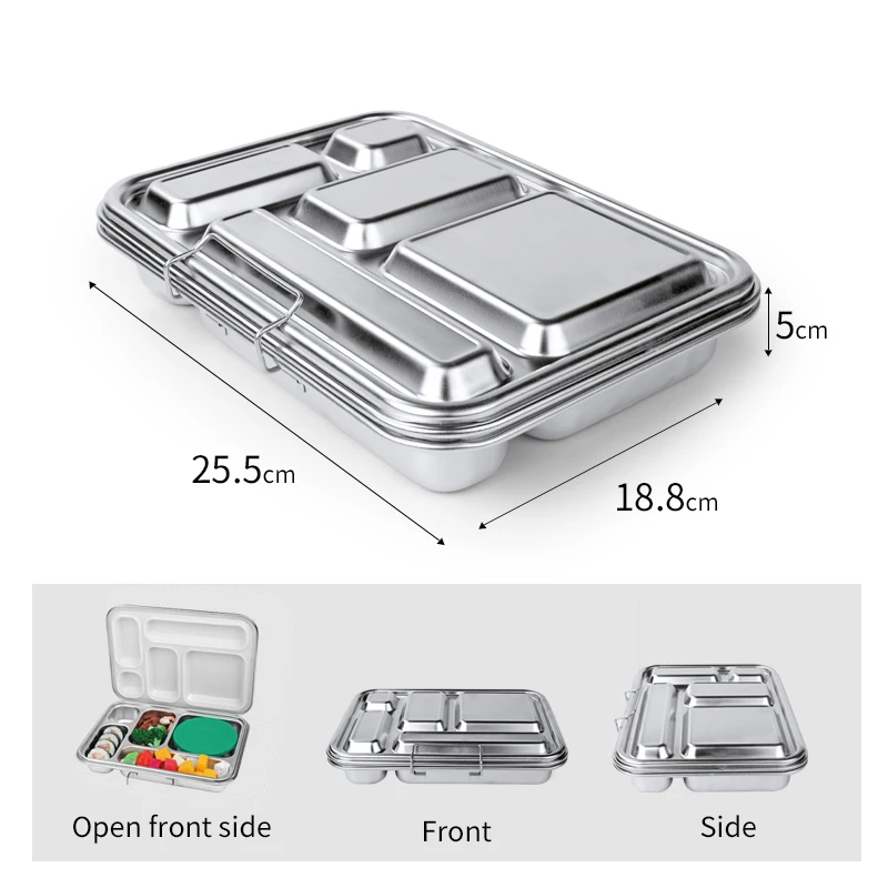 Aohea Eco Friendly Silicone seal board 304 Stainless Steel Metal Kids Bento Box with Round container Stainless Steel lunch box supplier