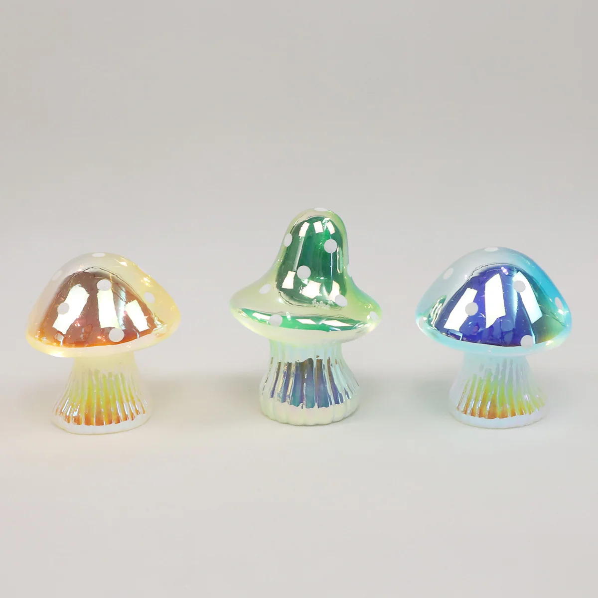 High Quality Easter Holiday Decoration Glass LED Light Mushroom Lamp Ornaments