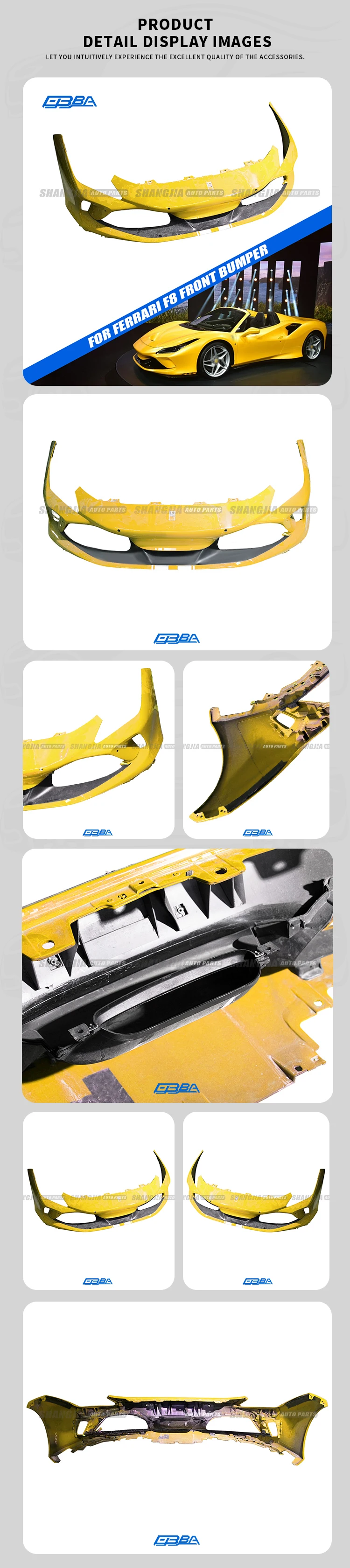 OEM Equivalent Premium Standard Size Maintenance Car Facelift Yellow Front Bumper For Ferrari F8 OE 985983438 factory