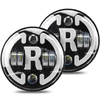 1Pair R Design 7 inch LED Headlights Round Compatible with Je-ep Wrangler JK TJ CJ H6024 LED Headlight With DRL and Turn Signal