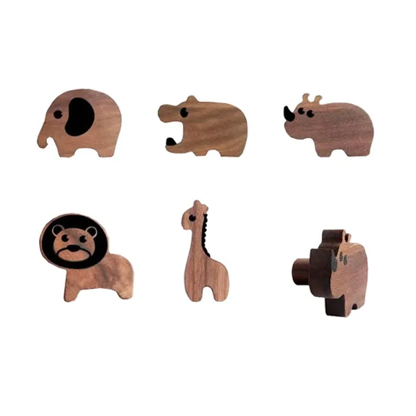 Gancio appendiabiti per bambini in legno a forma di animali, gancio da parete, appendiabiti, cameretta dei bambini, animali, cane, gatto, volpe, coniglio, decorazione (noce con 4 ganci in metallo