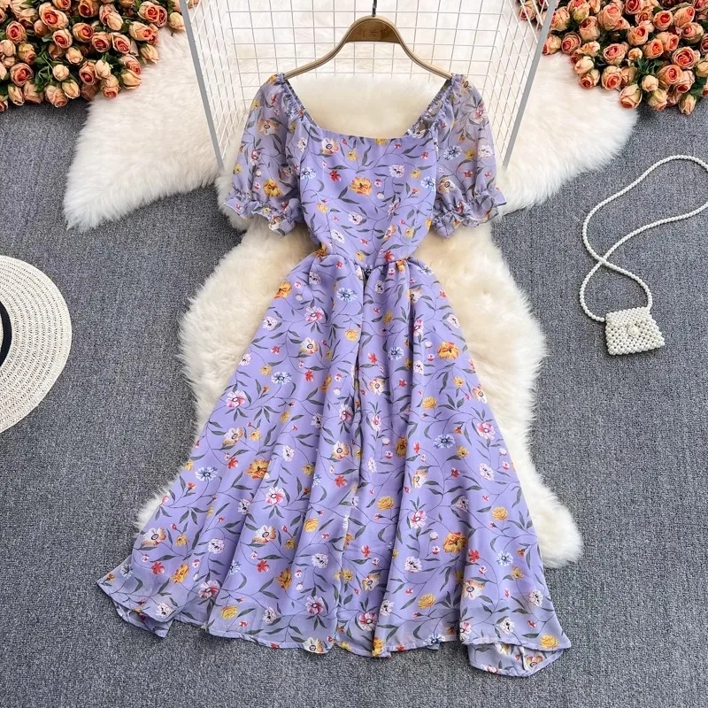 spaghetti strap floral pattern ruffles casual dress R.Vivimos Women's Summer Maxi Dress Spaghetti Strap Boho Floral Print Smocked Backless Casual Ruffle Flowy