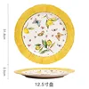 Assiette citron 12,5 pouces avec bordure jaune