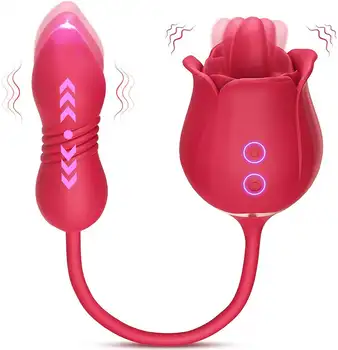 Adult Royal Rose 12-Speed G-Spot Vibrator Flower Sex Toy Vibe with Sucking Dildo Feature Royal Rose Dildo Toy