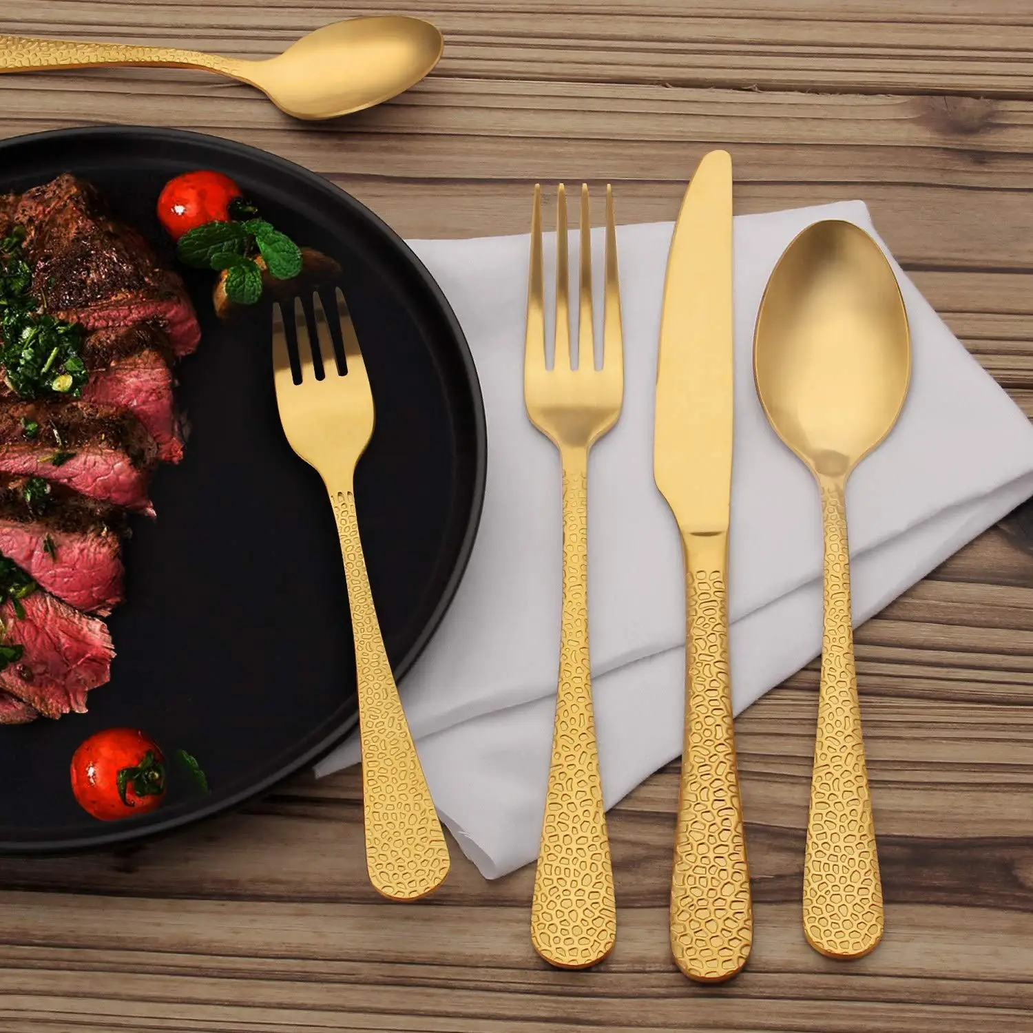 High Quality Hotel Wedding Hammered Cutlery Stainless Steel Mirror