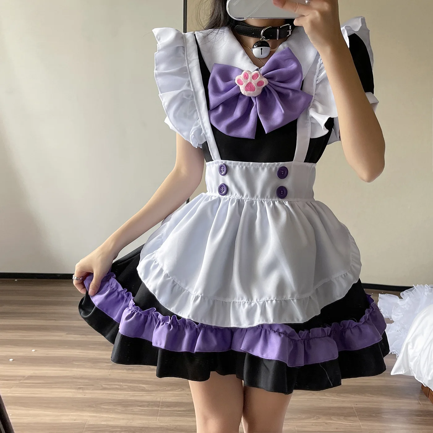 Robe Lolita Gothique Kawaii - Manches Courtes, Dentelle Et Volants - Style Cosplay Princesse Ou Soubrette