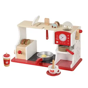 Montessori Wooden Simulated Breakfast Shop Pretend Breakfast Bread Milk Educational Learning Toys for Kids Toddler Boys & Girls