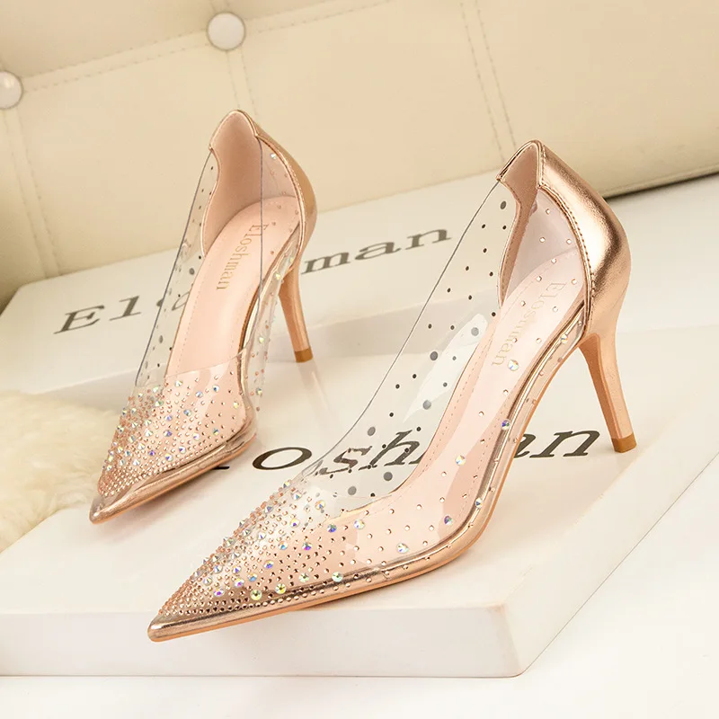 Escarpins de luxe de mariage pour femmes, chaussures transparentes
