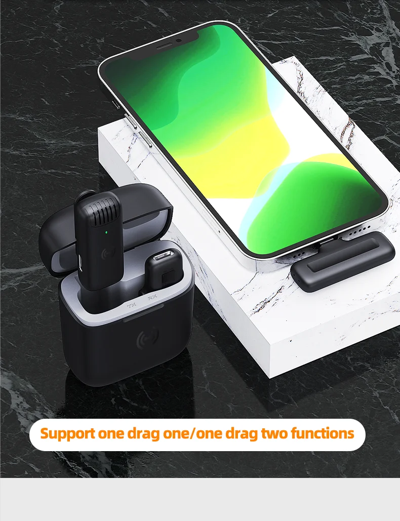 Wireless Microphone with Charging Case Video Lavalier Microphone for iPhone Android Portable with YouTube Tiktok