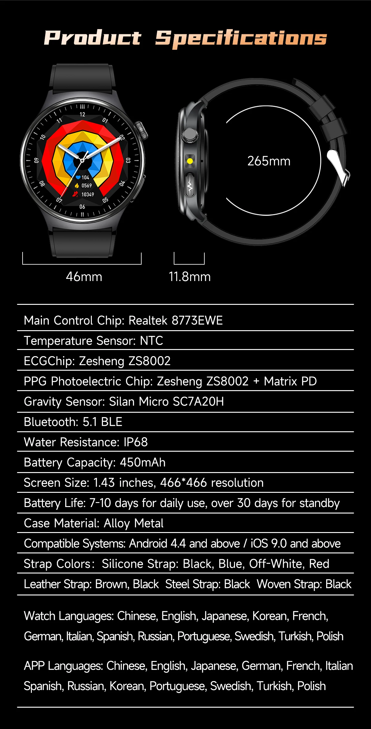  2026 TK27 ECG Health Monitor Smart Watch Multiple Exercise Modes IP68 Blood Pressure &Sleep Monitoring Smartwatch