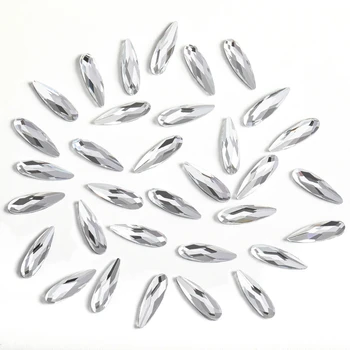 OPL 144pcs Hotfix Drop Rhinestones, Flat Back Waterdrop Rhinestones, Glass Flatback Crystal Dorp Shaped Gems, 3X10mm