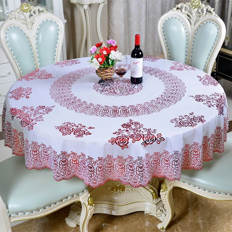 PVC Lace with Gold Round Table Cloth Table Runner