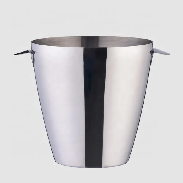 Factory Direct 3L Round Big Champagne Stainless Steel Wine Chiller Silver Metal Gift Pail in Beer Inox Ice Buckets With Handle