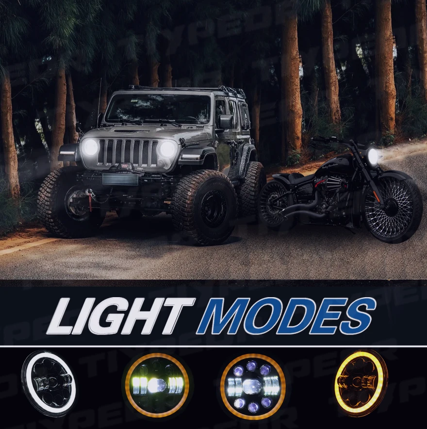 product tiypeor 7inch round universal motorcycle super bright drl led headlight car auxiliary fog light-5