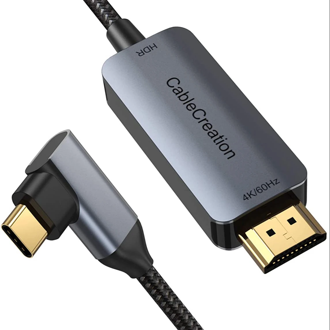 Тип C к HDMI кабель 4K @ 60 Гц под прямым углом USB-C к адаптеру HDMI поддержка HDR 18 Гбит/с совместимый для MacBook Pro Air 2020/2018 6ft