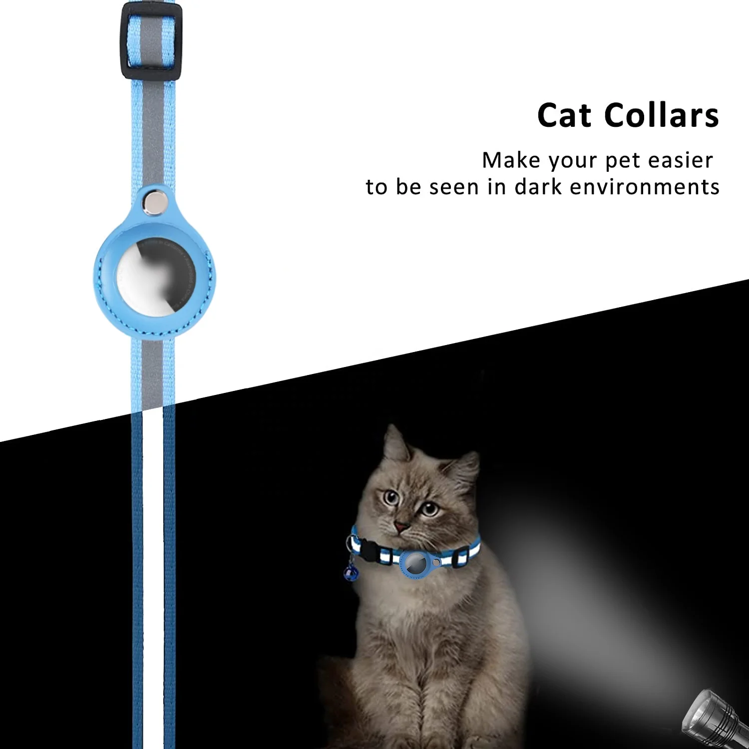 Hot Tracker Holder Cat Collars Reflective Kitten Bell for AirTag Collar With Holder Adjustable for AirTag Cat Collar