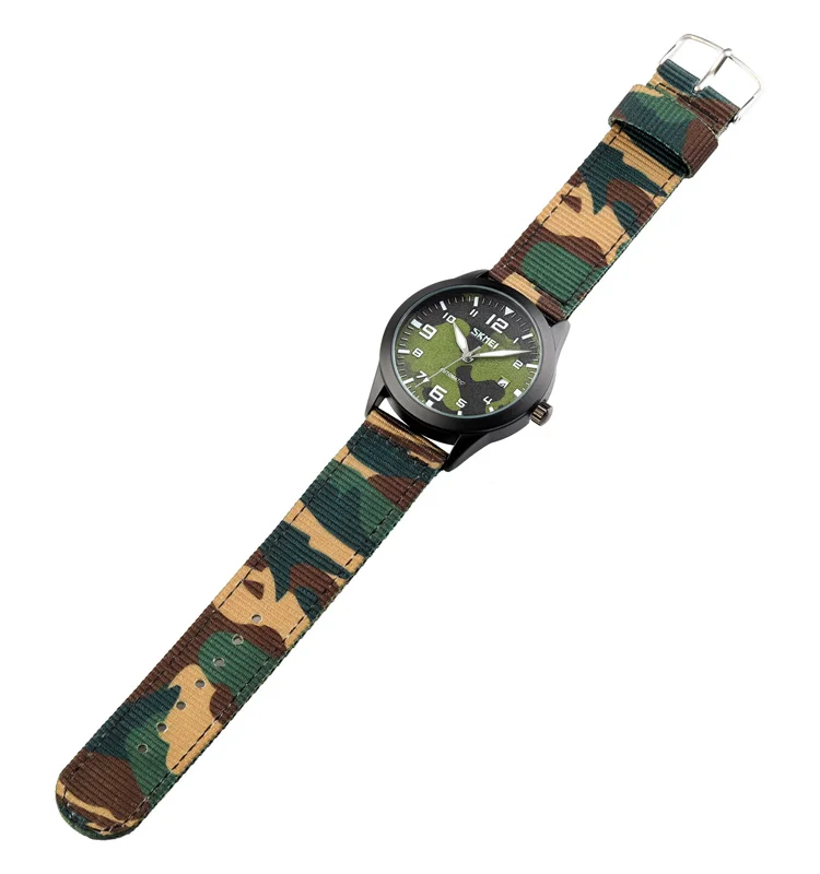SKMEI 9246 Men's Automatic Mechanical Hollow Dial Luminous Nylon Strap Date  Display Watch - Camouflage Green - The Watch Lounge