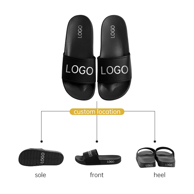 Source 2023 New Custom Logo Slide Pvc Slippers Solid Color Casual Home  Shoes Eva Non-Slip Beach Custom Men Slides on m.