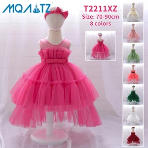 Elegant Summer Flower Girl Dress O-Neck Collar Layered Kids Party Dress Design High Selling Children's ODM Supply T2211XZ