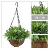 Artificial White Bud Green Leaf Hanging Basket w/ Coconut Liner