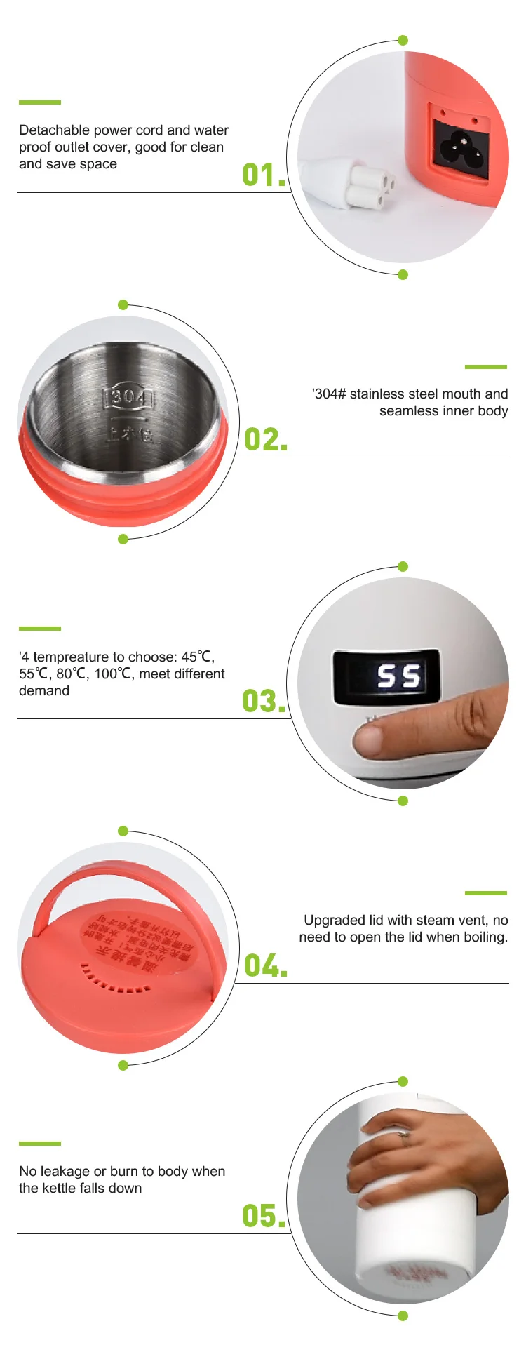 Fast Boiling Portable Electric Kettle WithTemperature Control for Boiling Hot Water 300w Electric Travel Kettle
