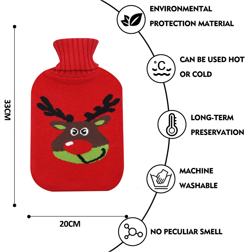 classic hot and cold compress hot water bottle bag rubber 2000ml knitted cover for cramps