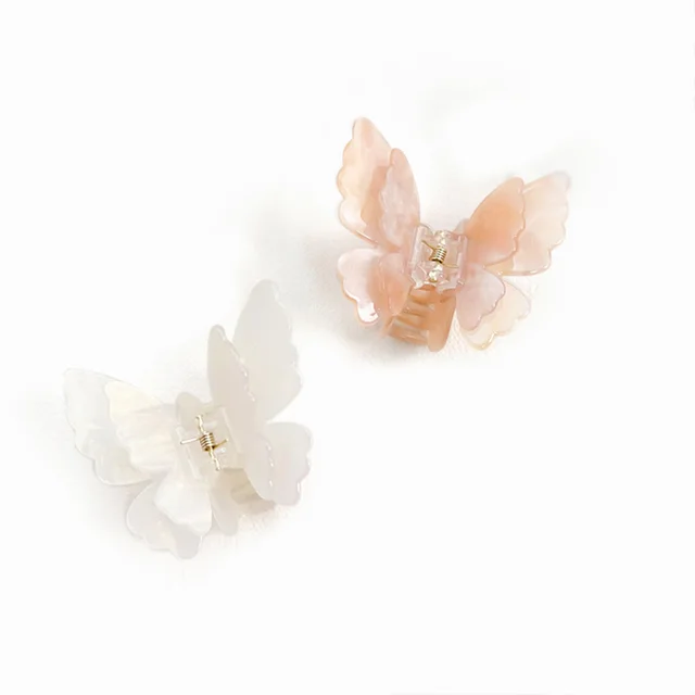 Plastic Double Butterfly Medium Nordic Clips Shark Hair Claw 7.5cm Hollow Gradient Clamps Clips For Girl Hair Clips For Women